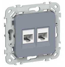 FLITE Розетка 2-ая компьютерная RJ45 кат.5Е UTP РК5е-2-0-ФлМ маренго  FI-K22-1-K35  IEK