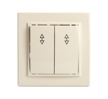 Выключатель (переключатель) электрический 2-клавишный, серия Эрна, PSW10-9008-02, слоновая кость  39920  STEKKER