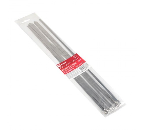 Хомут AISI 304 из нержавеющей стали, 4.6x360 (10 шт.) FlexLock PROxima  plc-fl-tss-304-4.6x360-r  EKF