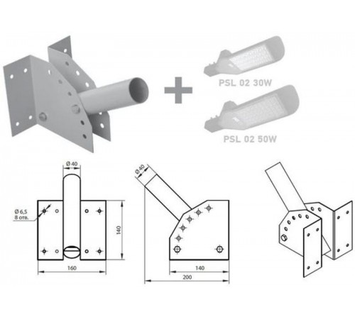 Держатель для уличного светильника PSL(РКУ) D40*1.5 (на стену)  5009516  Jazzway