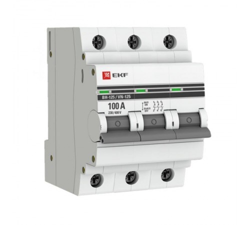 Выключатель нагрузки модульный ВН-125, 3P 100А EKF PROxima  SL125-3-100-pro  EKF (замена - S1253100)