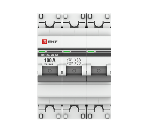 Выключатель нагрузки модульный ВН-125, 3P 100А EKF PROxima  SL125-3-100-pro  EKF (замена - S1253100)