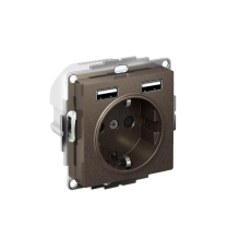 AtlasDesign Мокко Розетка 16А c 2 USB A+A, 5В/2,4А, 2х5В/1,2А, механизм  ATN000630  SE
