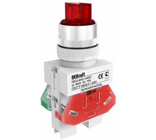 Перекл.2 фикс. пол. I-O станд. руч. 1НО+1НЗ ANC-2 22 м  25058DEK  DEKraft