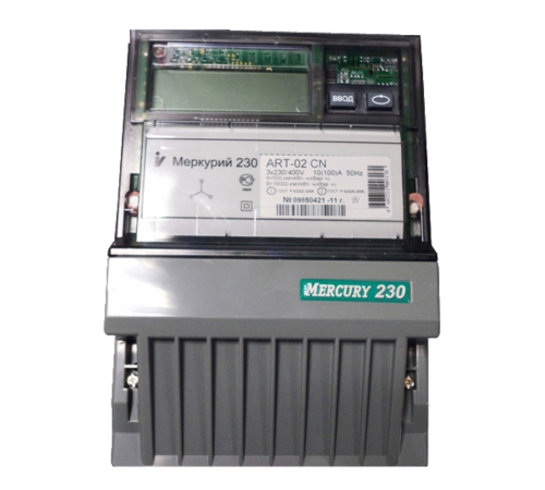 Счетчик Меркурий 230 ART-02 CN 10-100А/400В (мнтар.) ЖКИ (монт. пл.)