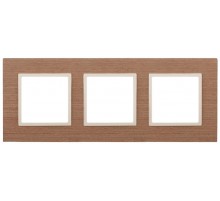 14-5303-07 Рамка на 3 поста, дерево, Эра Elegance, ясень+сл.кость  Б0034578  ЭРА