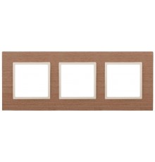 14-5303-07 Рамка на 3 поста, дерево, Эра Elegance, ясень+сл.кость  Б0034578  ЭРА