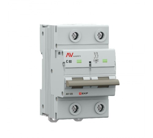 Выключатель автоматический AV-125 2P 80A (D) 10kA  AVERES mcb125-2-80D-av EKF