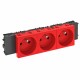 Розетка тройная 0° Modul45connect франц. стандарт, 250 В, 16A (красный) (STD-F0C SRO3)  6120578  OBO Bettermann