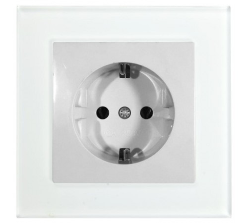 GLS16-7010-01 Розетка 1-местная с защитной шторкой с/з, 250В, 16А, серия Катрин, белый  39167  STEKKER