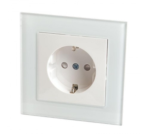 GLS16-7010-01 Розетка 1-местная с защитной шторкой с/з, 250В, 16А, серия Катрин, белый  39167  STEKKER