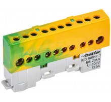 TEKFOR Шина PE "земля" изолированная на универсальном держателе 8х12-10-ЖЗ  TF-NN20-10-KL-K52  IEK