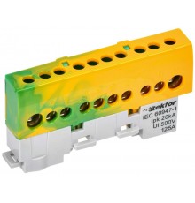 TEKFOR Шина PE "земля" изолированная на универсальном держателе 8х12-10-ЖЗ  TF-NN20-10-KL-K52  IEK