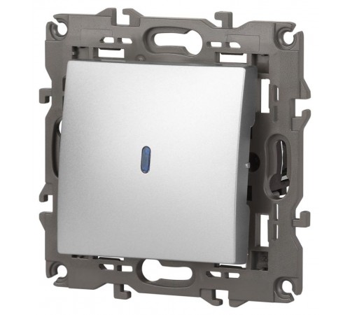 14-1102-03 ЭРА Выключатель с подсветкой, 10АХ-250В, IP20, Эра Elegance, алюминий  Б0034217  ЭРА