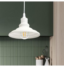 Светильник подвесной PL4 WH металл, E27, max 60W, d203 мм, шагрень белый  Б0037451  ЭРА