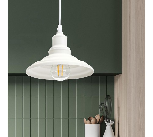 Светильник подвесной PL4 WH металл, E27, max 60W, d203 мм, шагрень белый  Б0037451  ЭРА