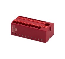 Блок распределительный, зажим push-in, 1 ввод 6 кв.мм, 18 точек подключения 2,5 кв.мм, красный  DTP1-118-104SPUR  DKC