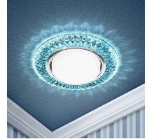 Светильник точечный встраиваемый под лампу DK LD23 15Вт GX53 голубой с подсветкой  Б0029628  ЭРА