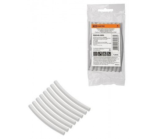 Набор трубок термоусаживаемых, не поддерживающих горение, клеевых, длиной 10 см ТТкНГ(3:1) "Моноцвет, белый 6,4/2,0 "  SQ0548-2805  TDM