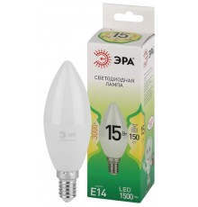 Лампа светодиодная  GREEN LINE LED B35-15W-830-E14 GL E14 15 Вт свеча теплый свет  Б0067130  ЭРА
