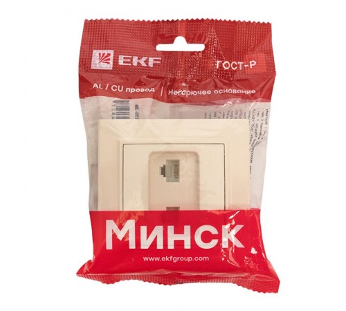 Розетка RJ-45+Phone СП бежевый Минск EKFERK00-135-20EKF