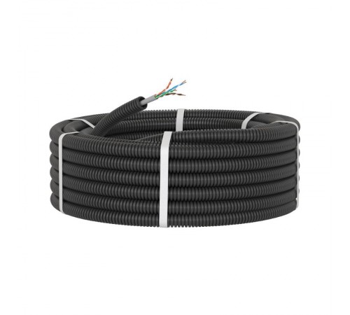 Электротруба ПНД гибкая гофрированная д. 16 мм, цвет черный, с кабелем витая пара 5EU/UTP нг(А)-HF, 25 м  7EU71625B  DKC