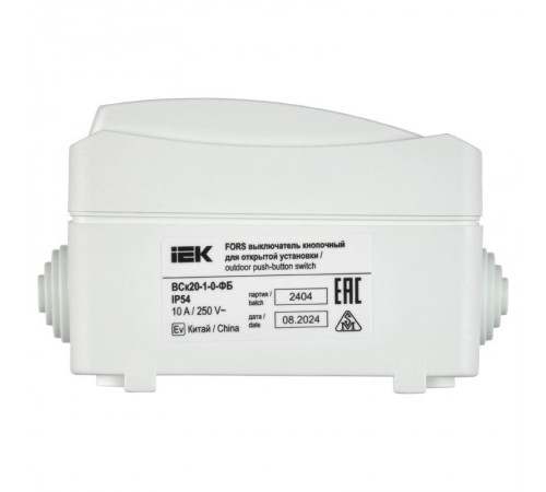 FORS Выключатель кнопочный О/У IP54 ВСк20-1-0-ФБ Белый  EVS13-K01-10-54-DC  IEK