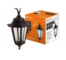 Светильник садово-парковый НСУ 06-60-001 60Вт ЛН/КЛЛ/LED Е27 IP44 шестигранник, подвес, пластик, медь  SQ0330-0723  TDM