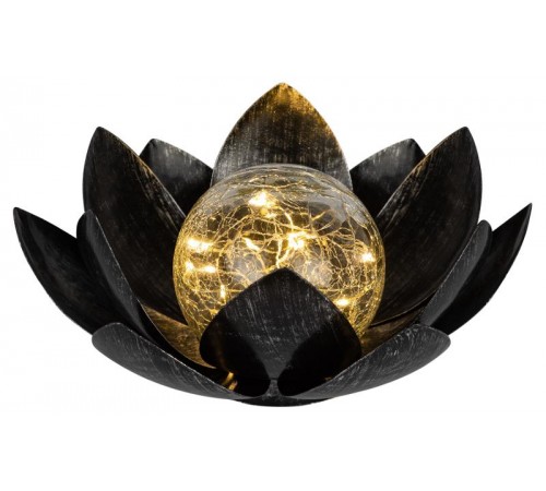 Садовый светильник Лотос (2 в 1) ERASF22-52 на солнечной батарее, стекло кракле, 20LED, 27*27*12 см  Б0057657  ЭРА