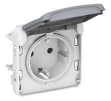 Plexo Серый Розетка с/з с крышкой винтовой зажим IP55  069571  Legrand