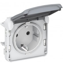 Plexo Серый Розетка с/з с крышкой винтовой зажим IP55  069571  Legrand