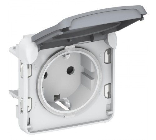 Plexo Серый Розетка с/з с крышкой винтовой зажим IP55  069571  Legrand