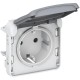 Plexo Серый Розетка с/з с крышкой винтовой зажим IP55  069571  Legrand