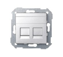 Simon 82 Адаптер со шторками на 2 коннектора UTP (RJ45), SYSTIMAX, S82 Detail, алюминий  82009-93  Simon