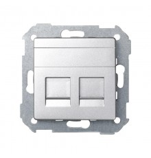Simon 82 Адаптер со шторками на 2 коннектора UTP (RJ45), SYSTIMAX, S82 Detail, алюминий  82009-93  Simon