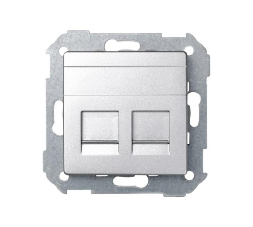 Simon 82 Адаптер со шторками на 2 коннектора UTP (RJ45), SYSTIMAX, S82 Detail, алюминий  82009-93  Simon