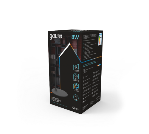 Светильник настольный Qplus GTL502 8W 500lm 3500-5500K 170-265V черный диммируемый LED 1/12  GT5022  Gauss