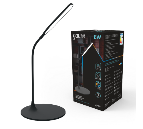 Светильник настольный Qplus GTL502 8W 500lm 3500-5500K 170-265V черный диммируемый LED 1/12  GT5022  Gauss