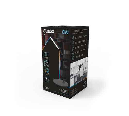 Светильник настольный Qplus GTL502 8W 500lm 3500-5500K 170-265V черный диммируемый LED 1/12  GT5022  Gauss