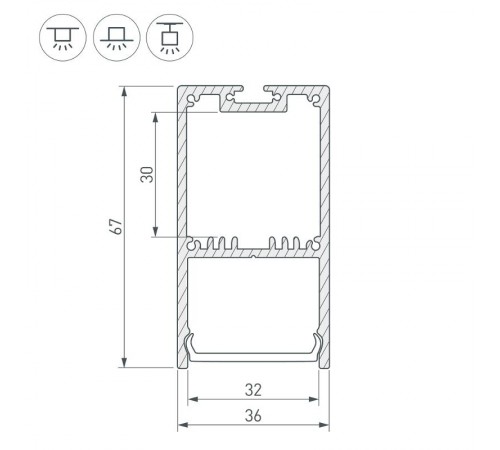 Профиль с экраном SL-LINE-3667-2500 ANOD+OPAL  020463  Arlight