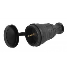 R8-B-IP44 ЭРА Разъём каучуковый c/з прямой 16A IP44 черный  Б0044541  ЭРА