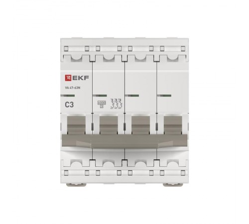 Выключатель автоматический четырёхполюсный 3А (C) 6кА ВА 47-63N PROxima M636403C  EKF