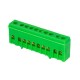 Шина "0" PE (6х9мм) 10 отверстий латунь зеленый изолированный корпус на DIN-рейку EKF PROxima  sn0-63-10-ig  EKF