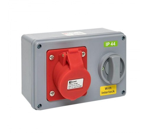 Розетка с блокировкой и выключателем 1414 3Р+РЕ 16А 380В IP44 EKF  ps-1414-16-380  EKF