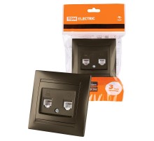 Розетка телефонная RJ11 + компьютерная RJ45 бронза "Лама"  SQ1815-0719  TDM