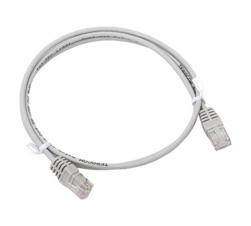 Патч-корд TERACOM Cat.5E (1Гбит/с) неэкранированный UTP оболочка PVC серый (1м)  TRC-5EUTP-PVC-1M-GY  EKF