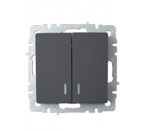 BRITE Выключатель 2-клавишный с индикацией 10А ВС10-2-1-БрГ графит   BR-V20-1-10-K53  IEK