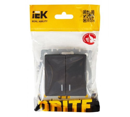 BRITE Выключатель 2-клавишный с индикацией 10А ВС10-2-1-БрГ графит   BR-V20-1-10-K53  IEK