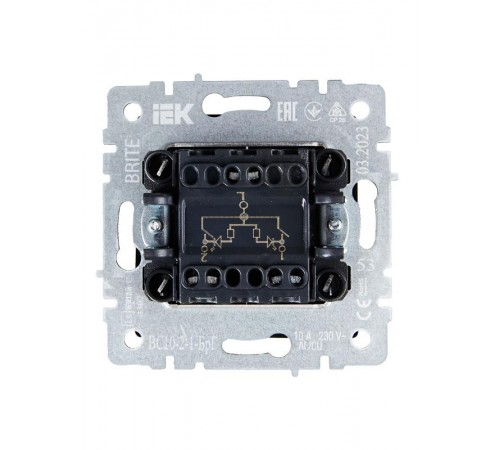 BRITE Выключатель 2-клавишный с индикацией 10А ВС10-2-1-БрГ графит   BR-V20-1-10-K53  IEK