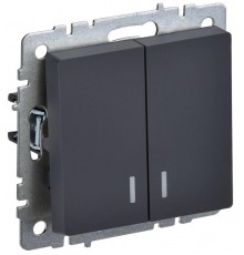 BRITE Выключатель 2-клавишный с индикацией 10А ВС10-2-1-БрГ графит   BR-V20-1-10-K53  IEK